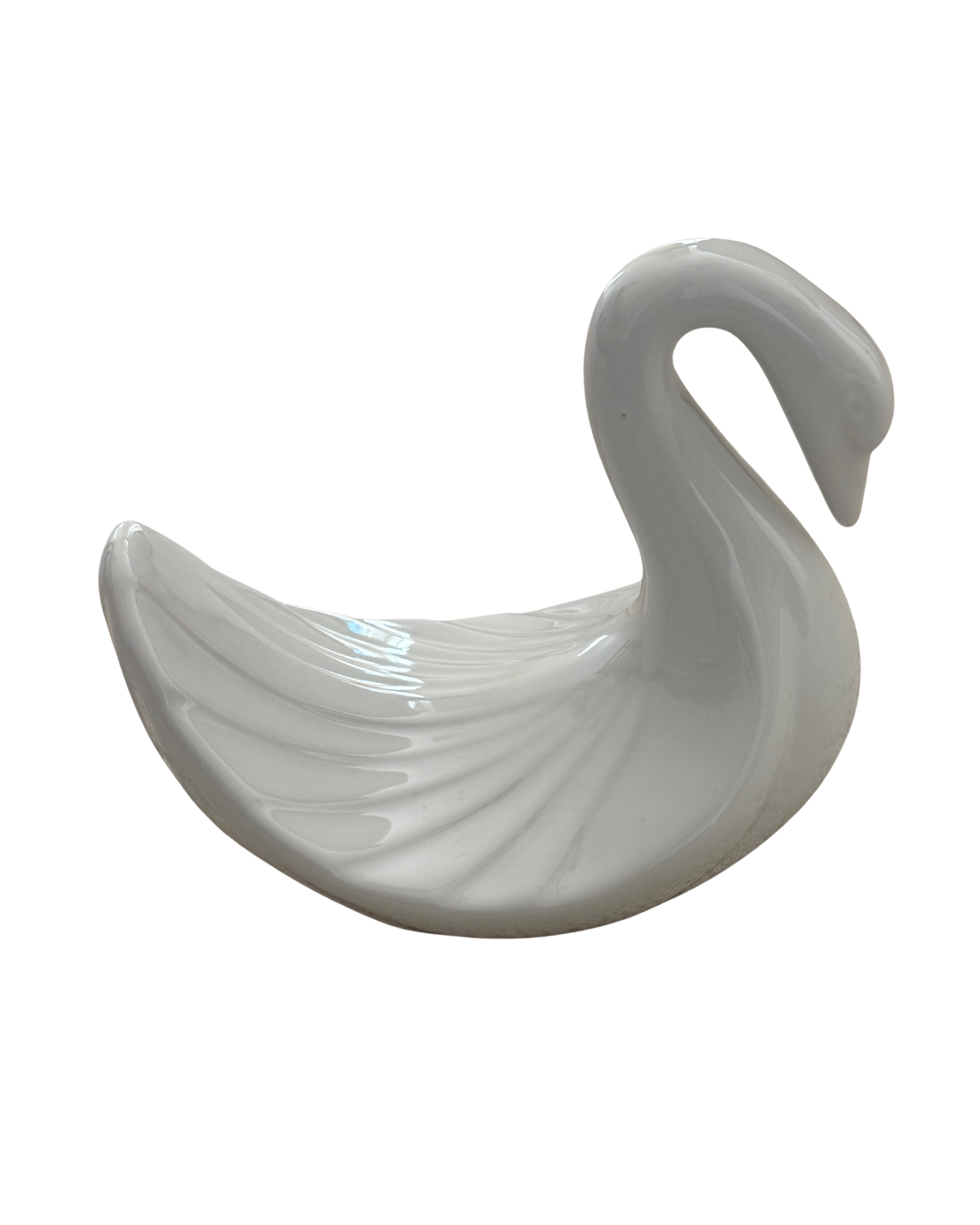 1980s White Ceramic Swan Towel Holder