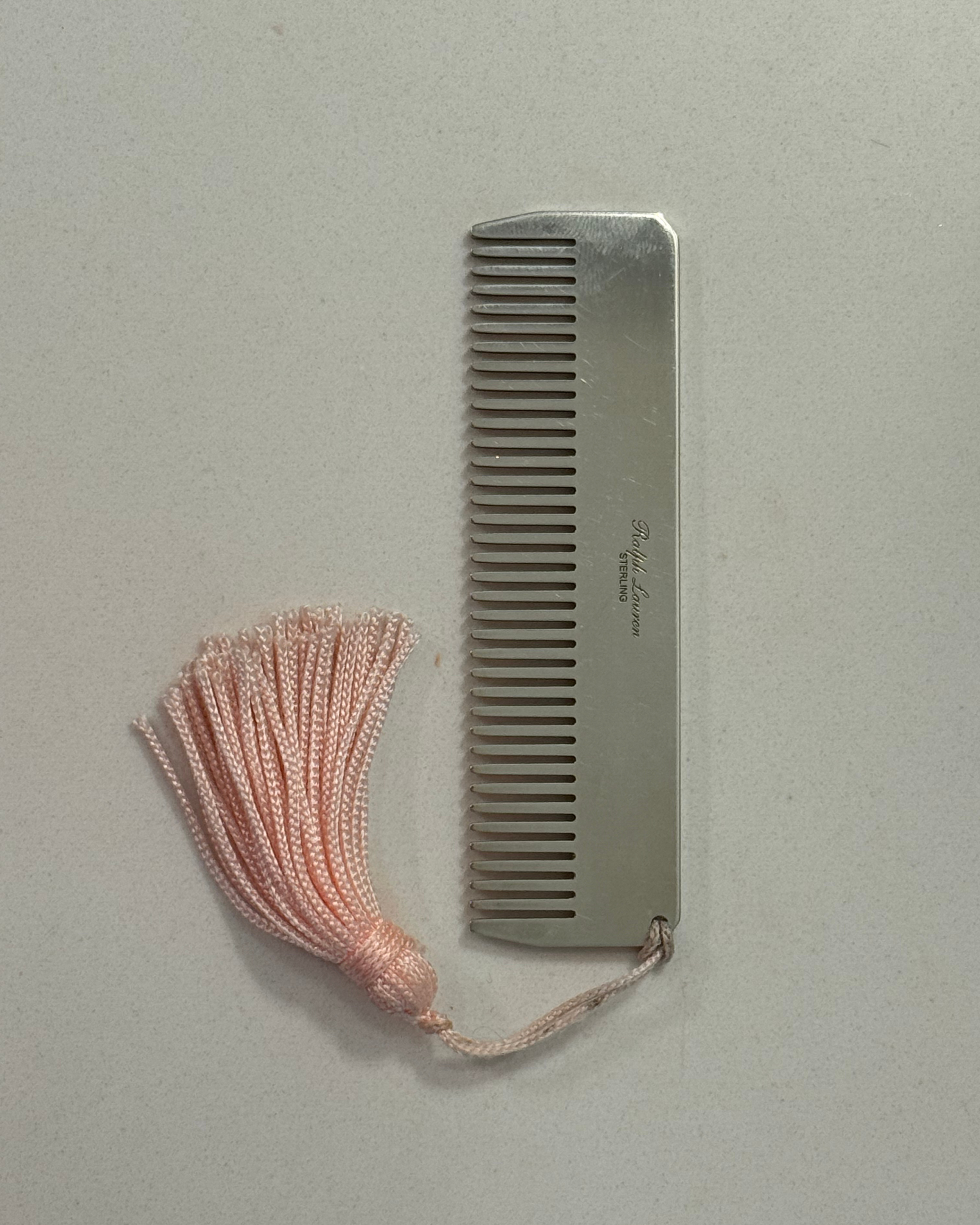 Ralph Lauren Sterling Silver Baby Girl Comb with Pink Tassel