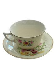 Vintage Floral Tea Cup Set with Matching Saucer