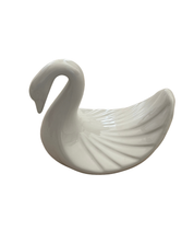 1980s White Ceramic Swan Towel Holder