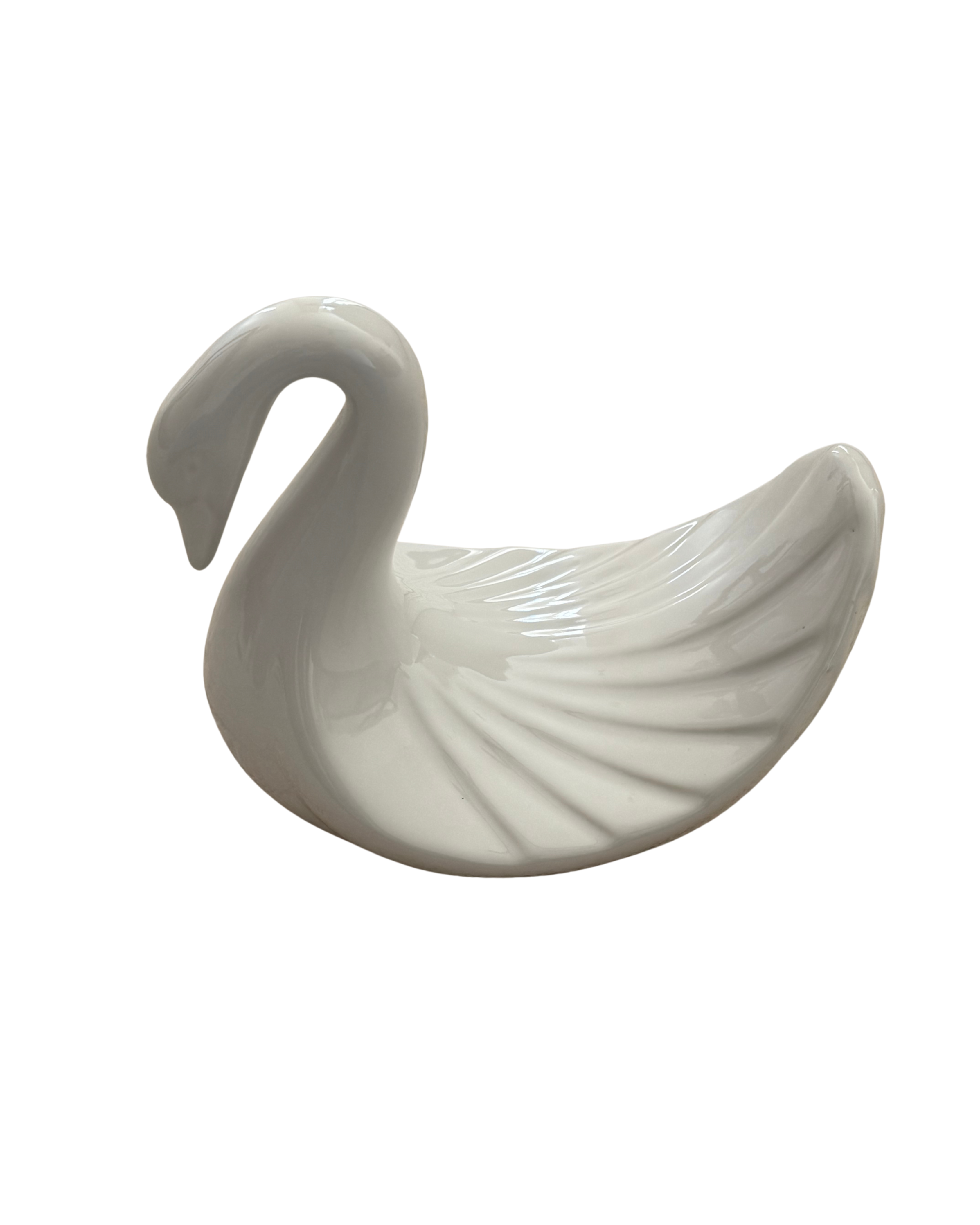 1980s White Ceramic Swan Towel Holder