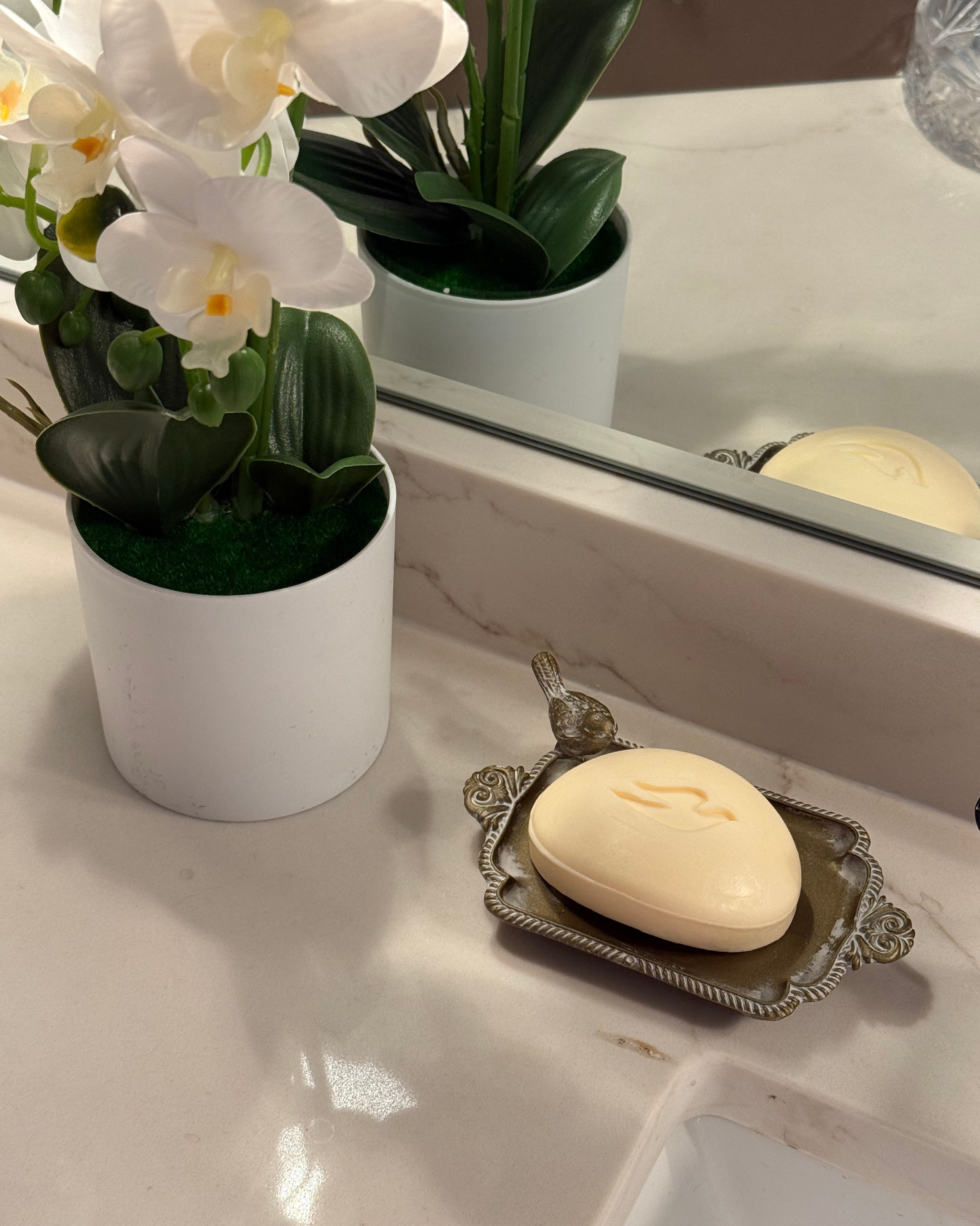 Antique Hummingbird Brass Soap Dish