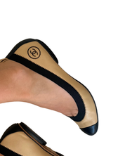 Chanel Camel & Black Ballet Flats