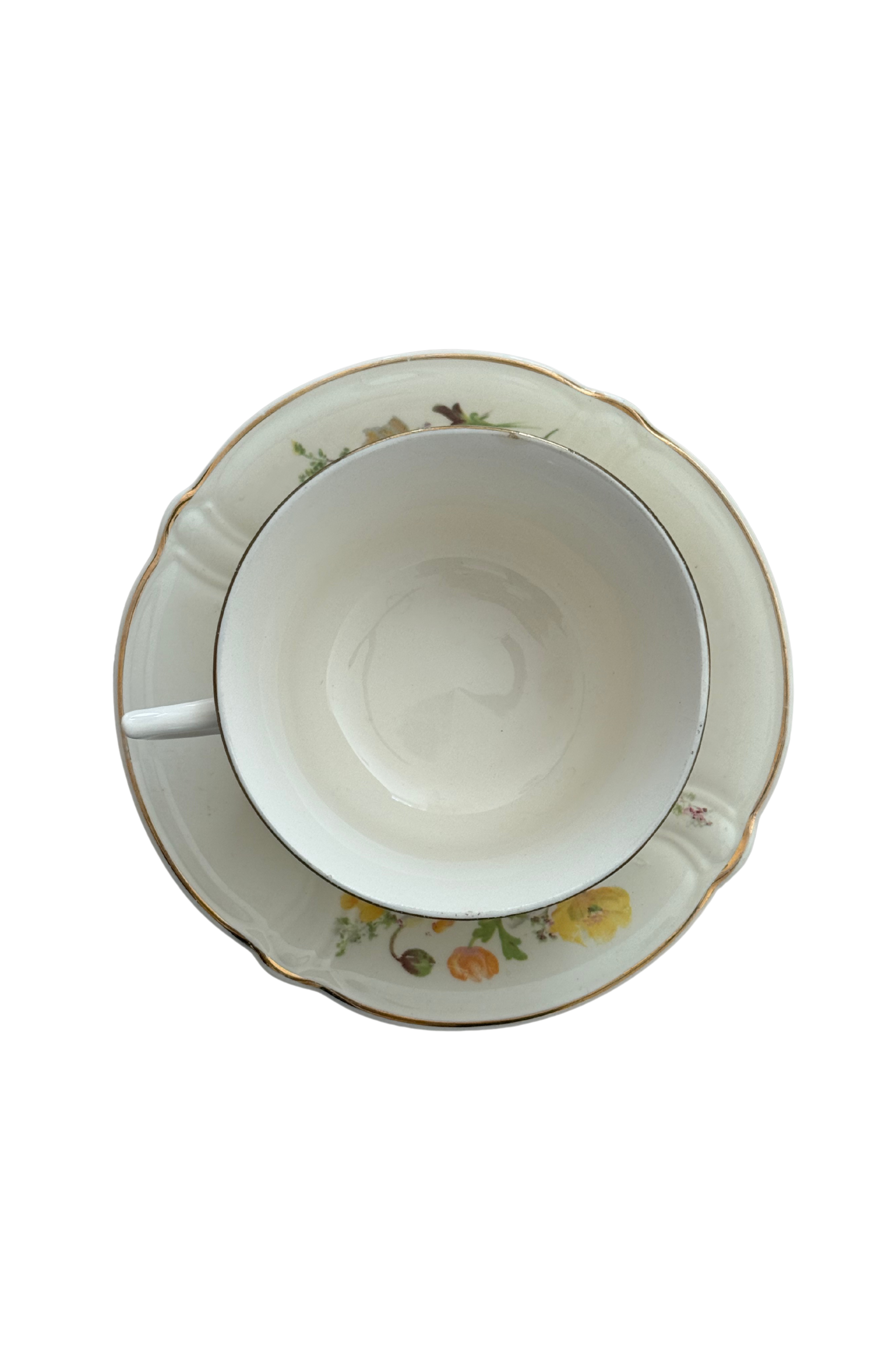 Vintage Floral Tea Cup Set with Matching Saucer