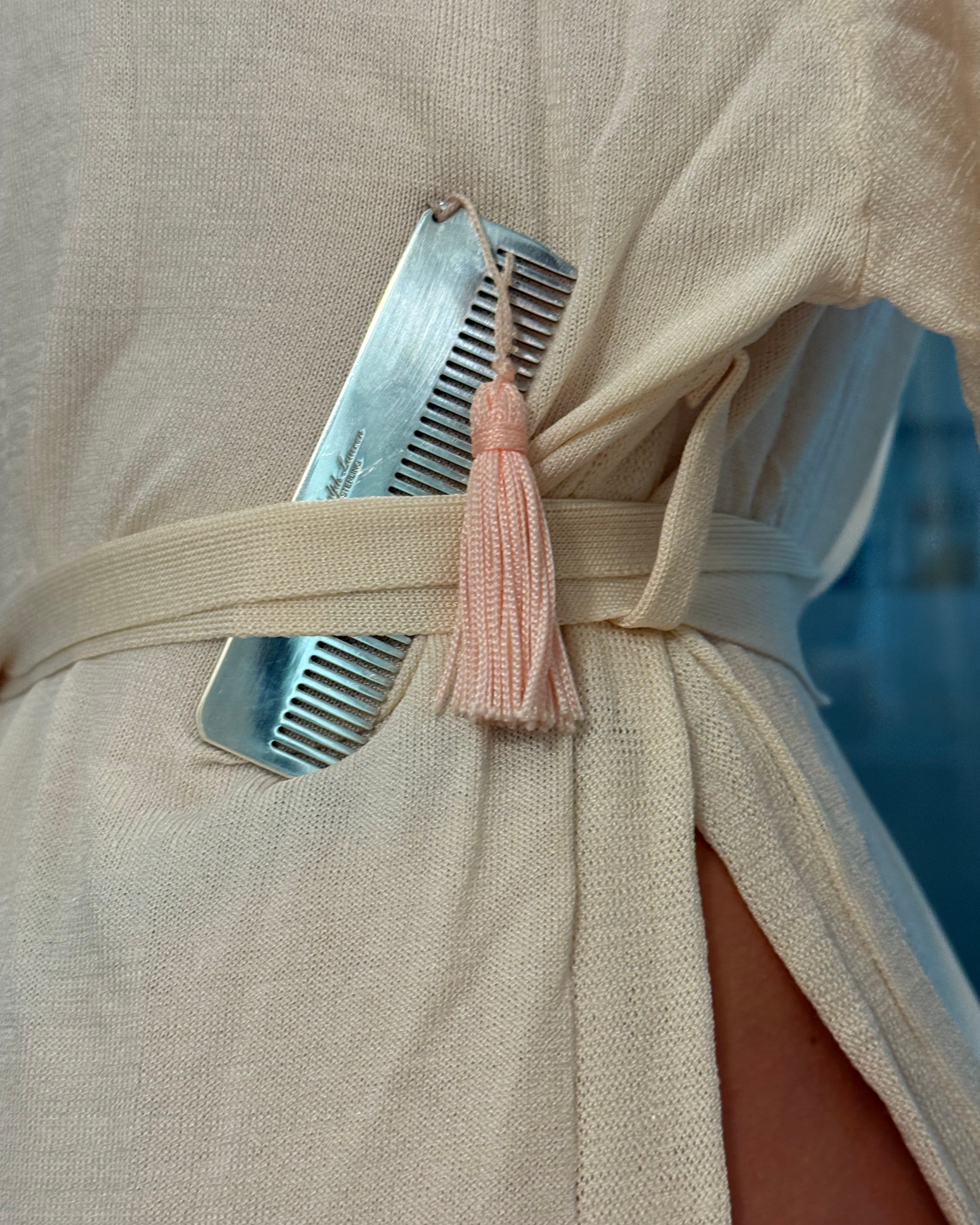 Ralph Lauren Sterling Silver Baby Girl Comb with Pink Tassel