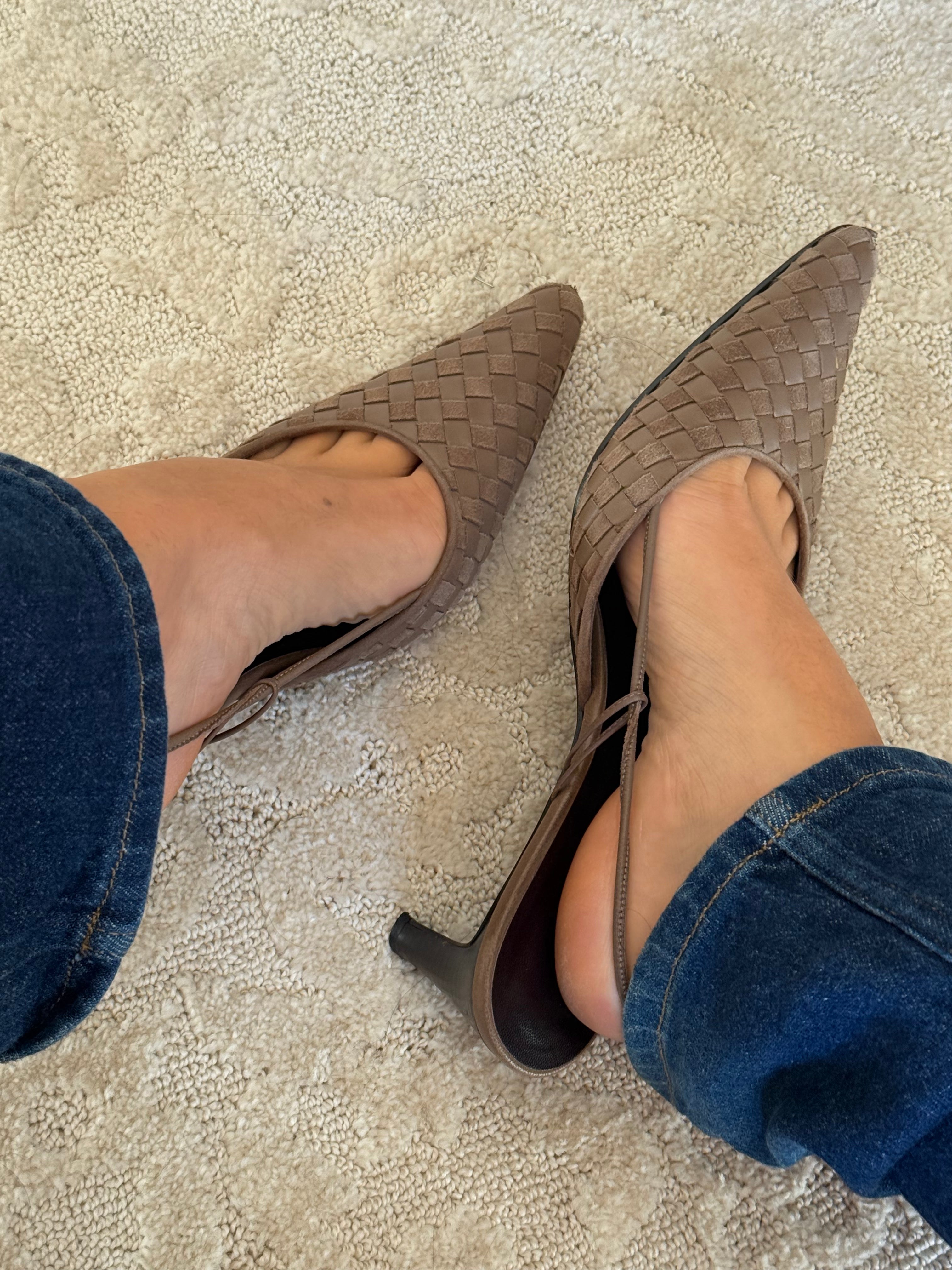 Bottega Veneta Vintage Intrecciato Weave Slingback Pumps