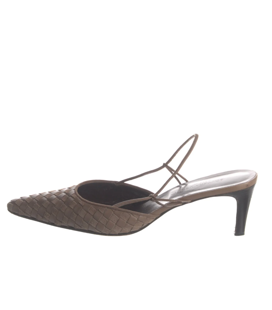 Bottega Veneta Vintage Intrecciato Weave Slingback Pumps