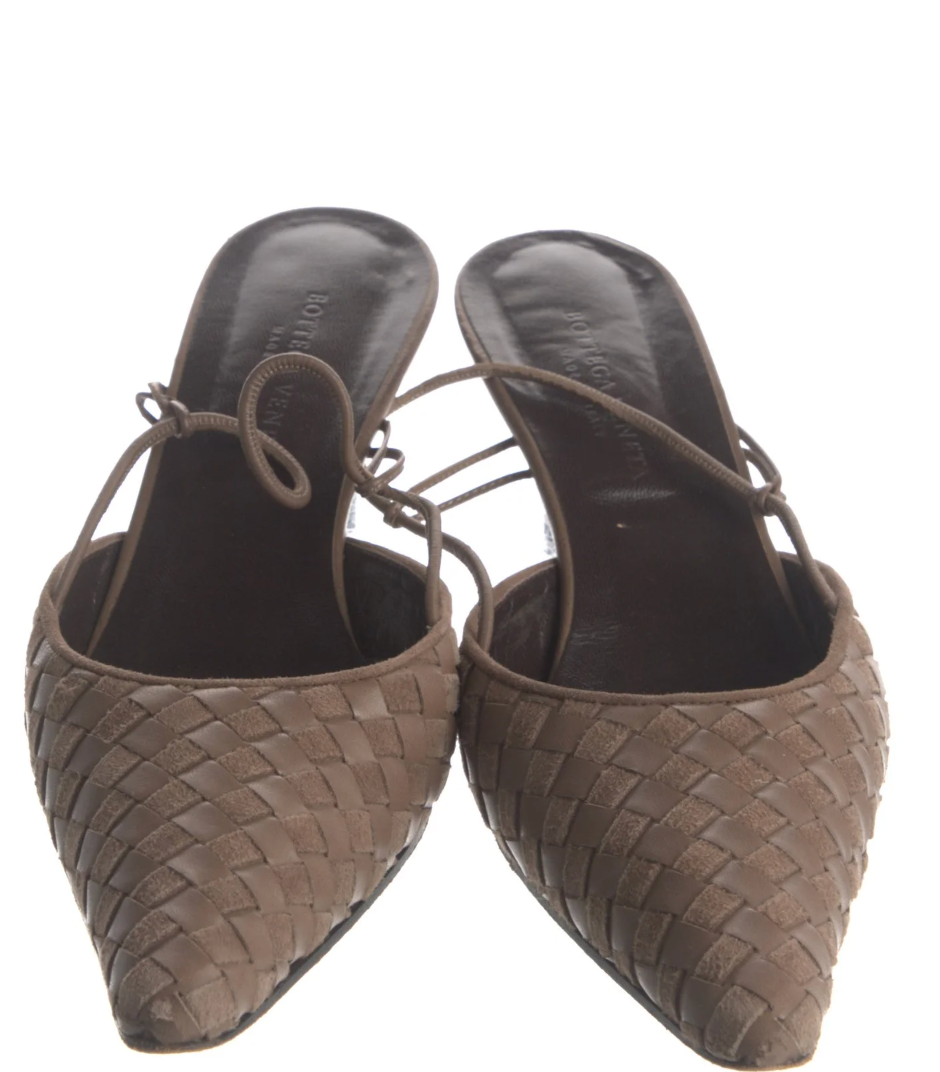 Bottega Veneta Vintage Intrecciato Weave Slingback Pumps